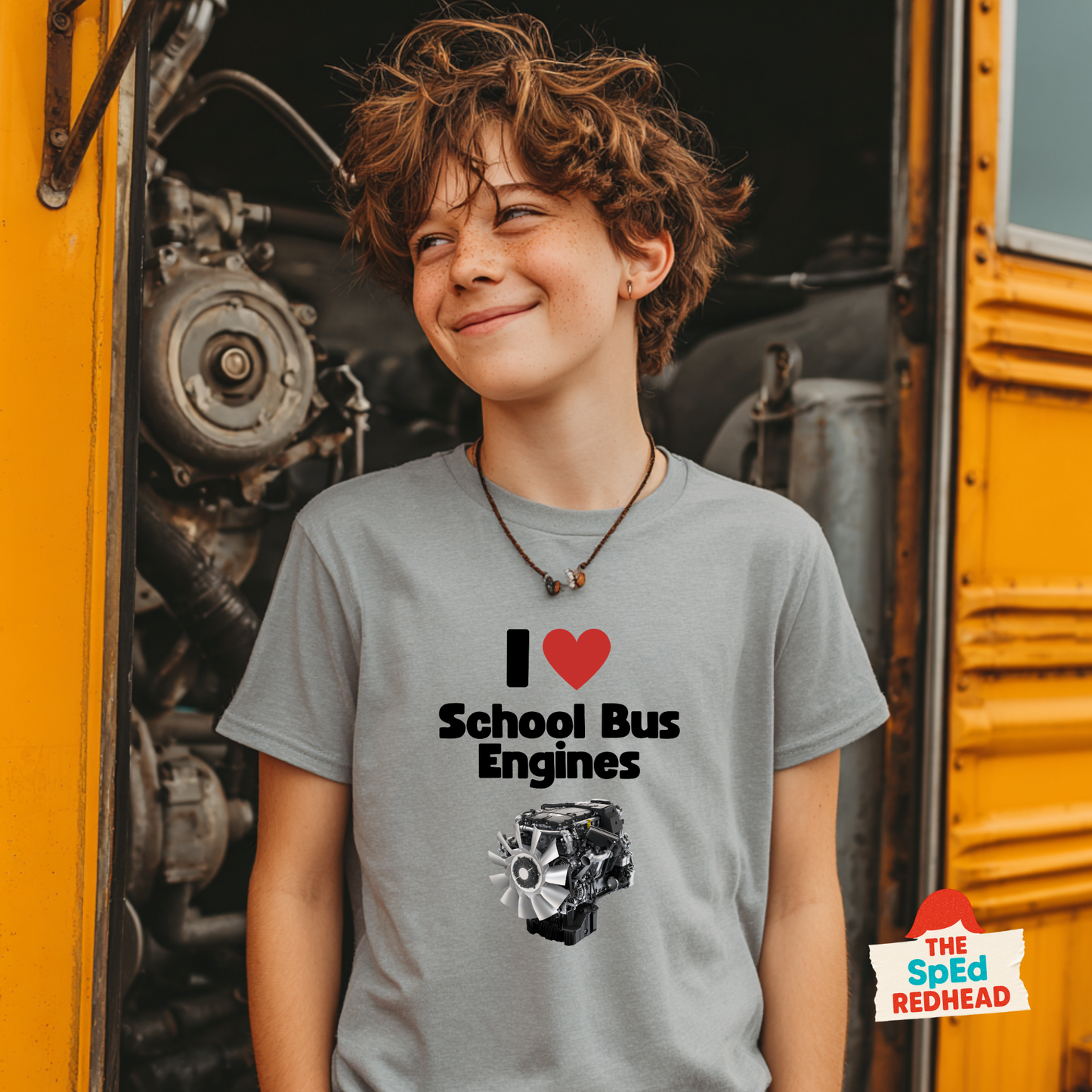 The I ❤️ School Bus Engines Youth Tee
