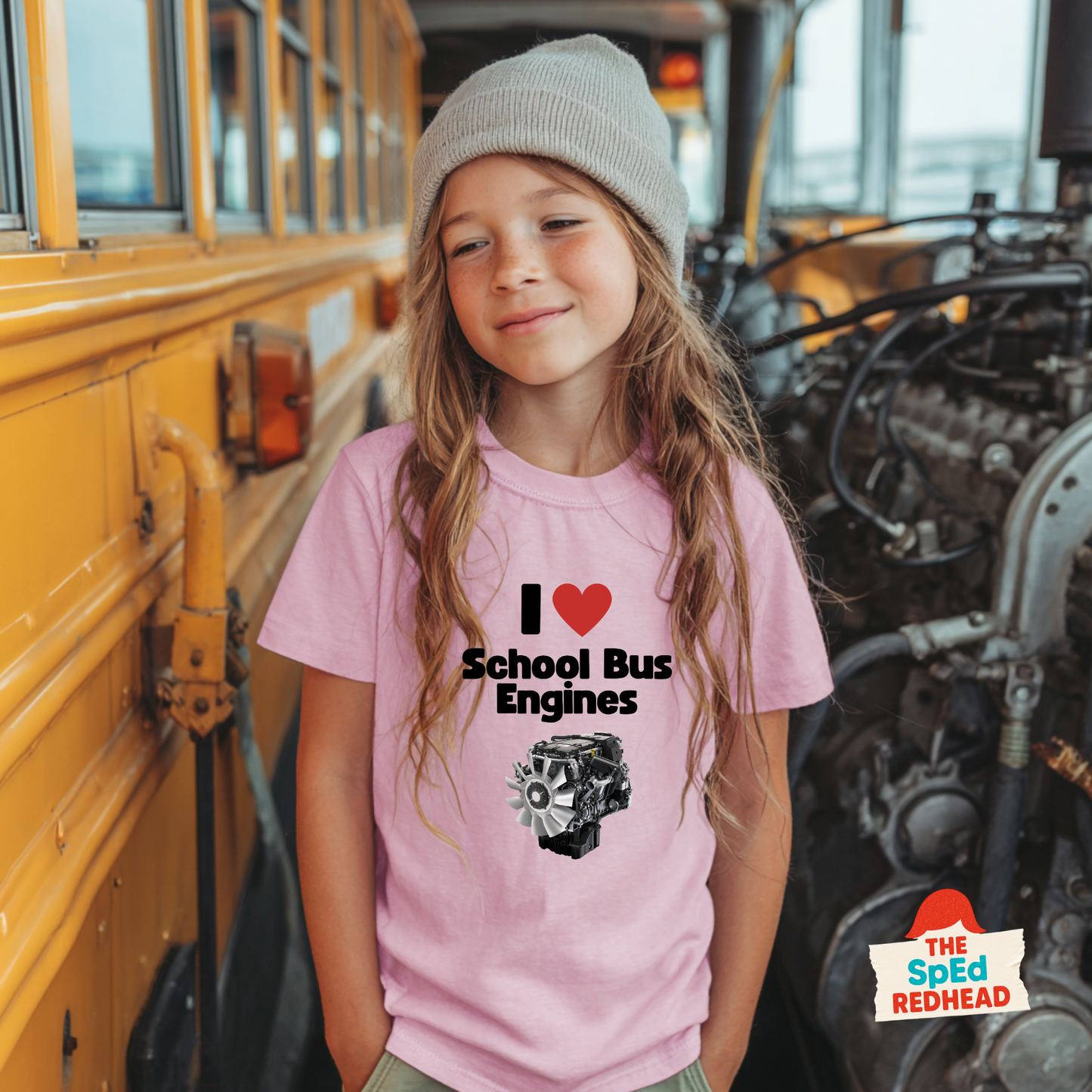 The I ❤️ School Bus Engines Youth Tee