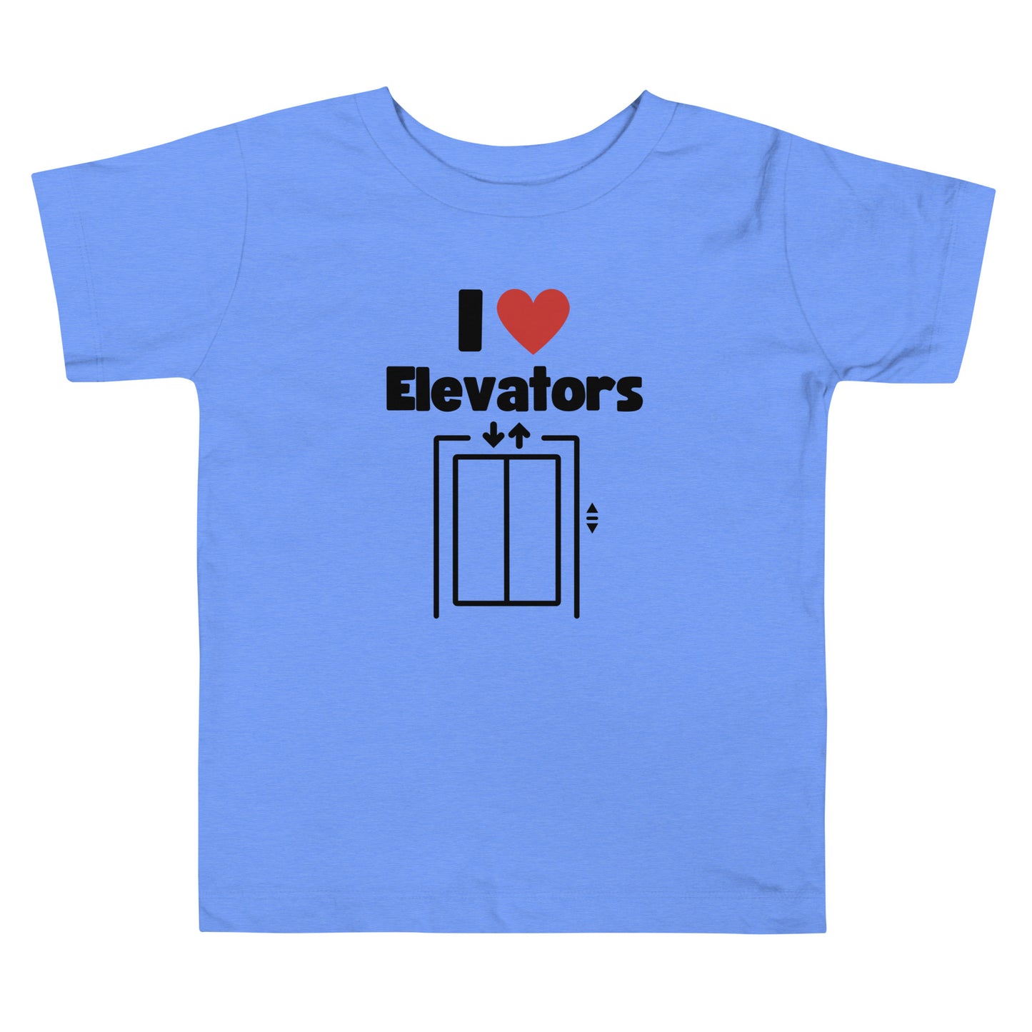 T-shirt with 'I ❤️ Elevators' design in an elevator.