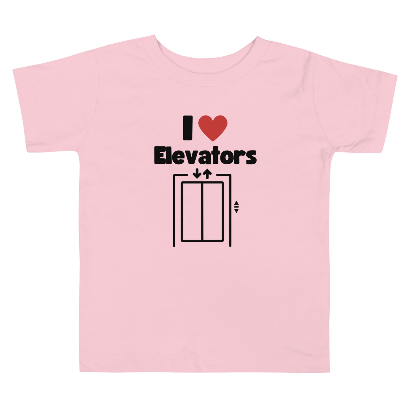 t-shirt with 'I ❤️ Elevators' design in an elevator.