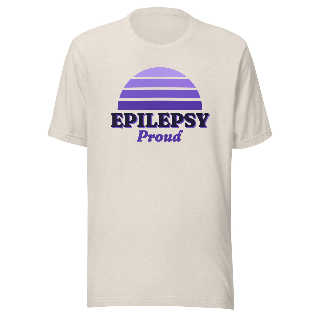 Epilepsy Proud tee in Heather Dust, front view.