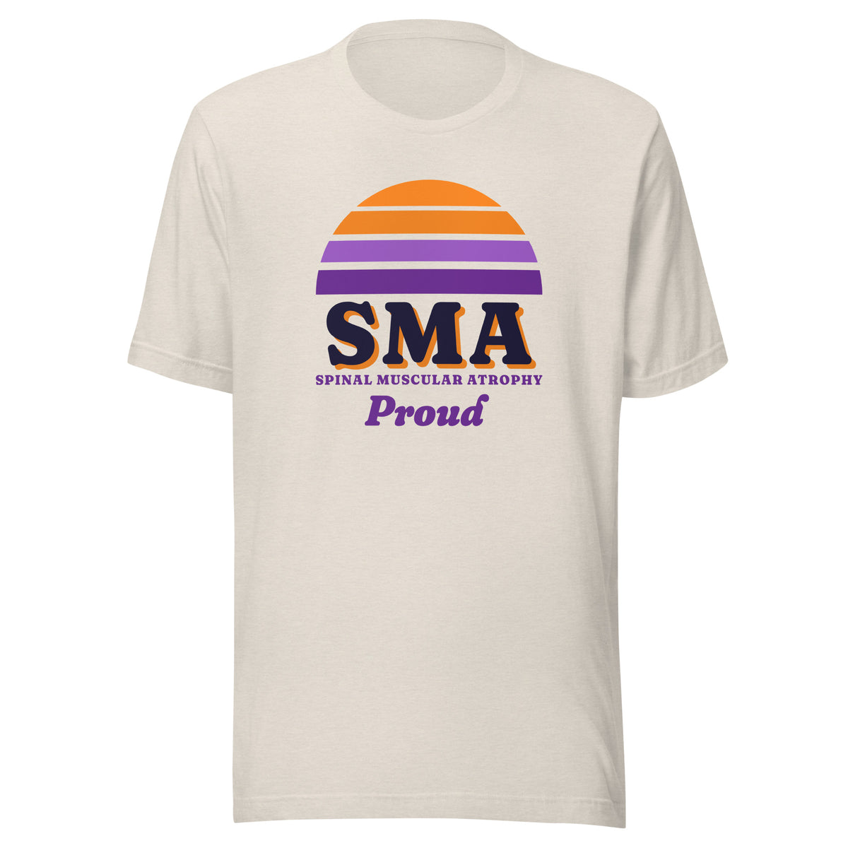SMA Proud tee in Heather Dust, front view.