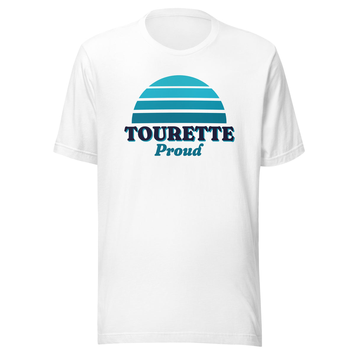 Tourette Proud tee in White, front view.
