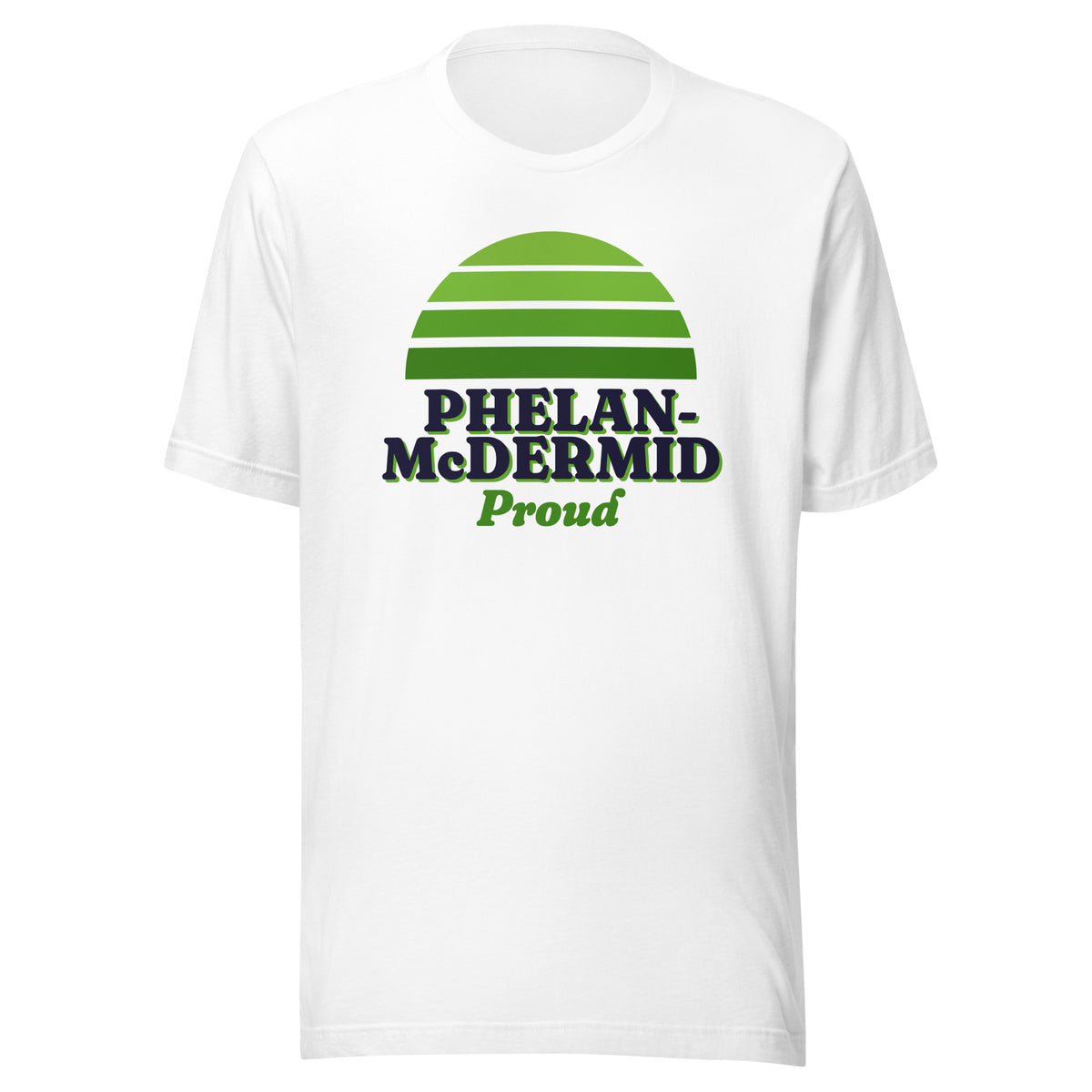 Phelan-McDermid Proud tee in White, front view.