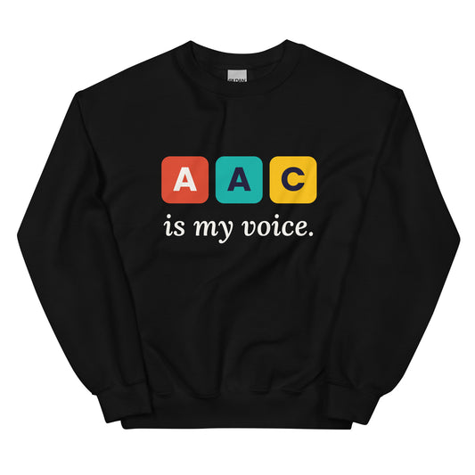 Black AAC Is My Voice sweatshirt with light print