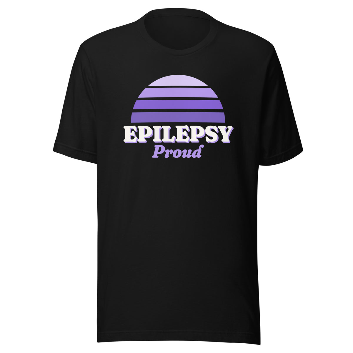 Epilepsy Proud tee in Black, front view.