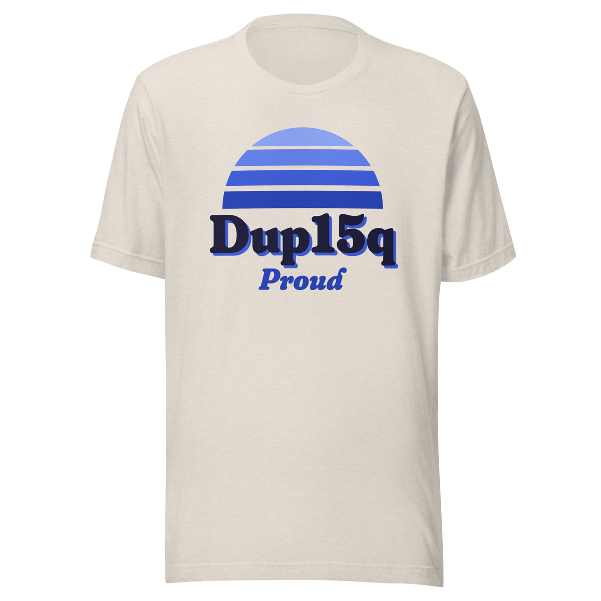 Dup15q Proud tee in Heather Dust, front view.