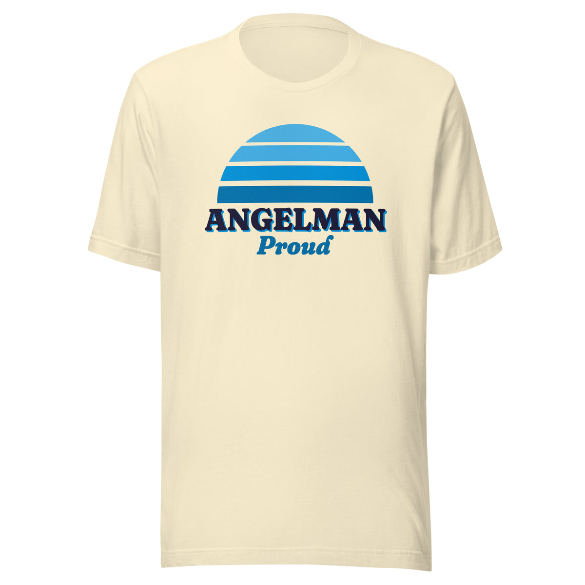 Angelman Proud tee in Natural, front view.