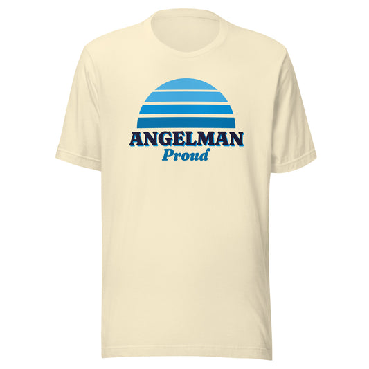 Angelman Proud tee in Natural, front view.