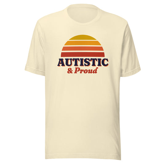 Autistic & Proud tee in Natural, front view.
