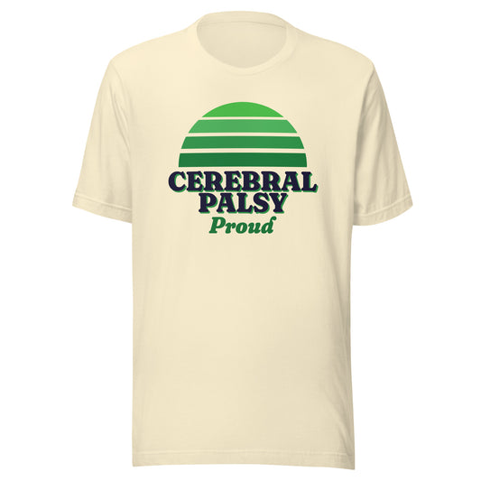 Cerebral Palsy Proud tee in Natural, front view.