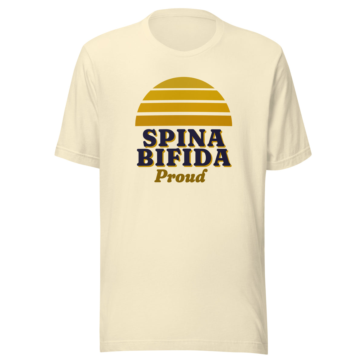 Spina Bifida Proud tee in Natural, front view.