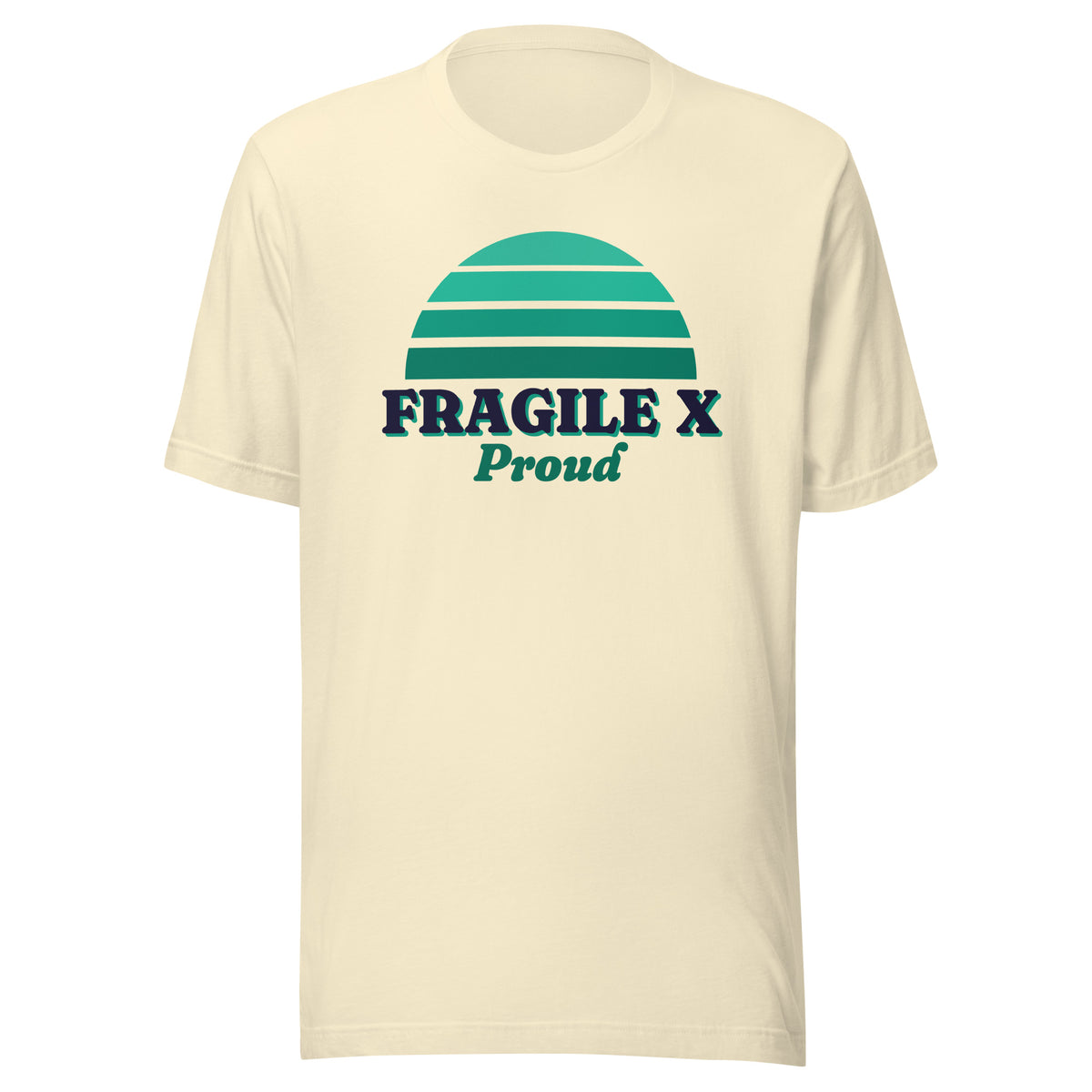 Fragile X Proud tee in Natural, front view.