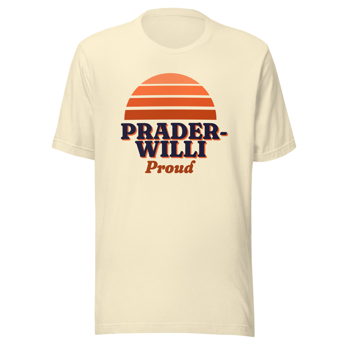 Prader-Willi Proud tee in Natural, front view.