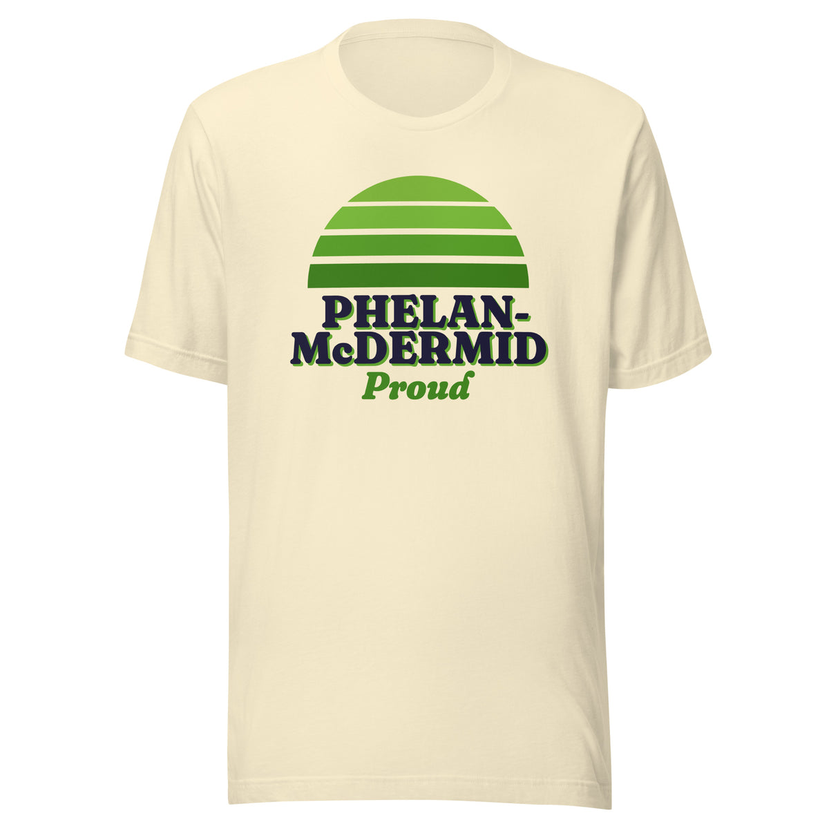 Phelan-McDermid Proud tee in Natural, front view.