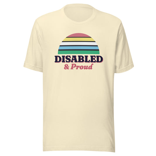 Disabled & Proud tee in Natural, front view.