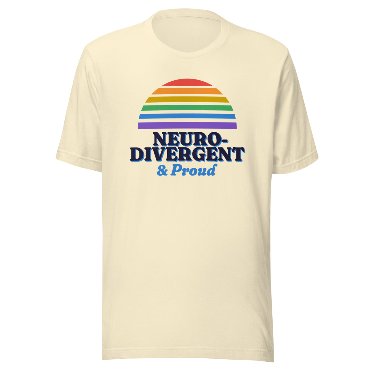 Neurodivergent & Proud tee in Natural, front view.