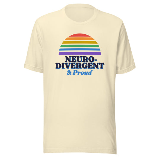 Neurodivergent & Proud tee in Natural, front view.