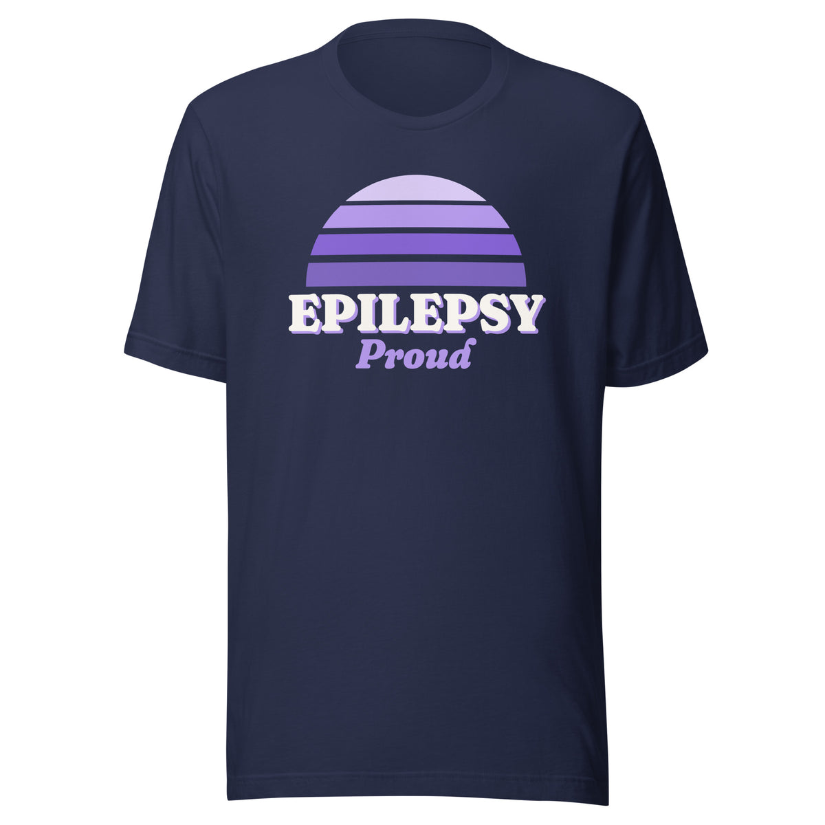 Epilepsy Proud tee in Navy, front view.