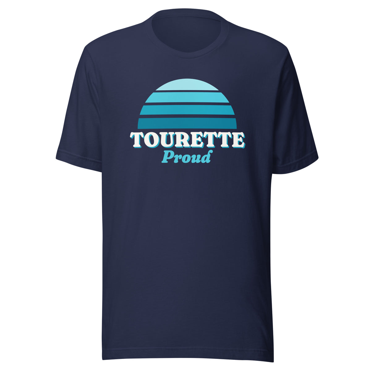 Tourette Proud tee in Navy, front view.