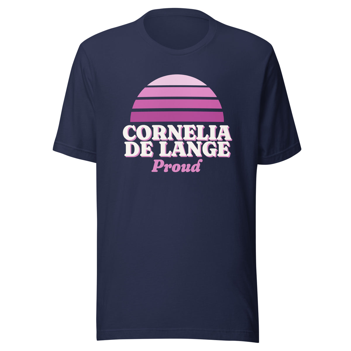 Cornelia de Lange Proud tee in Navy, front view.