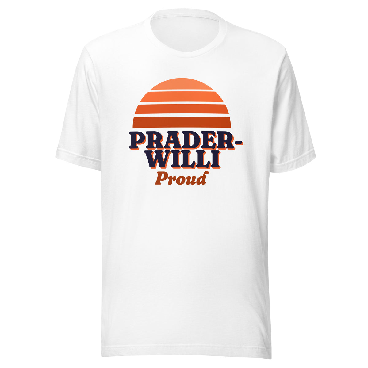 Prader-Willi Proud tee in White, front view.